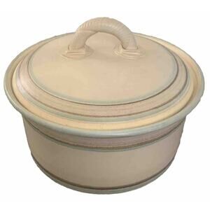 Vtg Large Hand Thrown Studio Pottery Stoneware Casserole Lidded Dish Bean Pot 9”